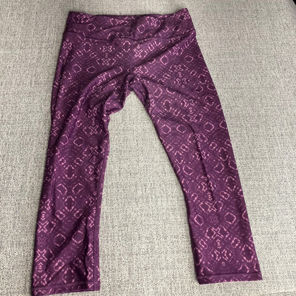 Fabletics Womens Define 7/8 PowerHold Purple Kaleidoscope Print Leggings Medium